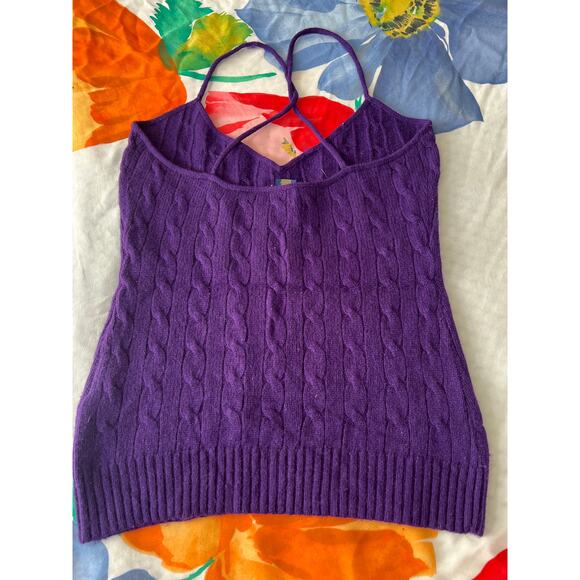 Ralph Lauren Rugby Purple Cable Knit Halter Top Sweater Women’s M - Picture 3 of 5